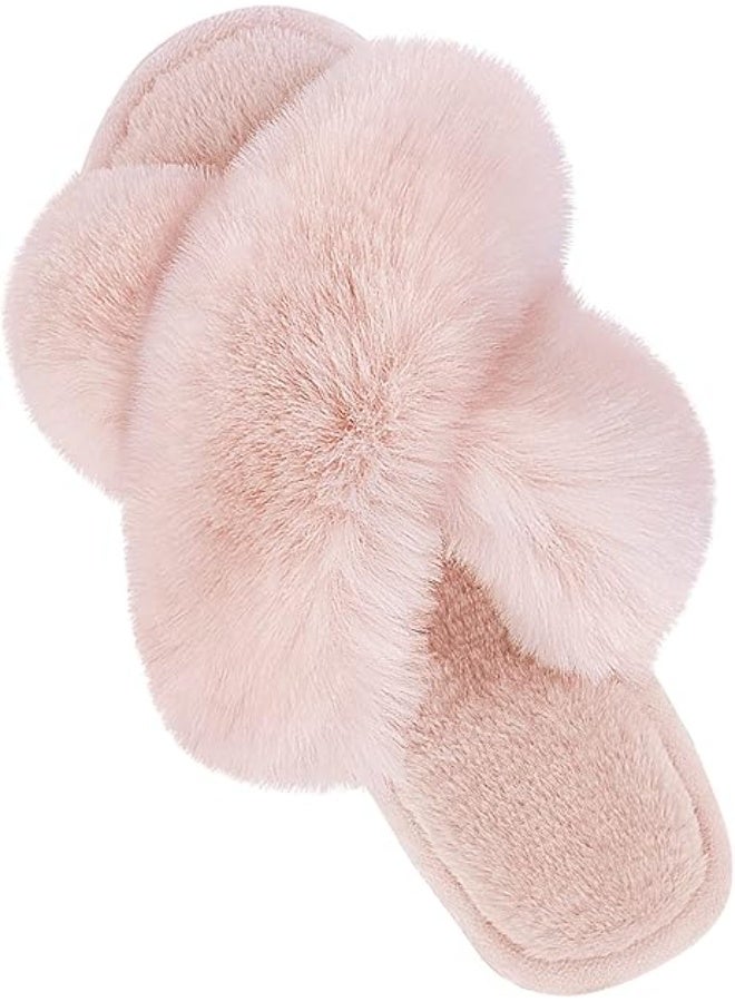 أحذية منزلية نسائية مفتوحة القدم مريحة بقطعة خنزير ناعمة ودافئة مع نعل مضاد للانزلاق ومفتوحة للارتداء في الداخل والخارج - Image 5